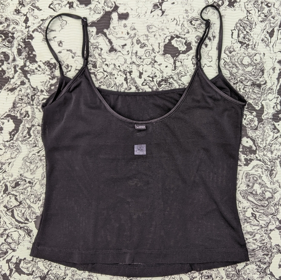 Y2K la SENZA mesh lingerie black tank top - Picture 4 of 5